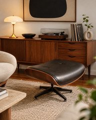 Vintage Herman Miller Eames STYLE Lounge Ottoman Foot Stool  MID USA Made Base