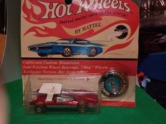 Vintage Hot Wheels Redline "SWINGIN WING"  +Rose Red + In Original Blister 