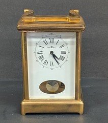 Vintage Howard Miller Brass Carriage Clock Germany Wind Up Mechanical