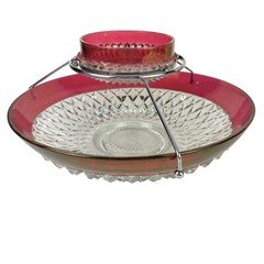 Vintage Indiana Glass Ruby Diamond Point Icer Set 7815 Rare