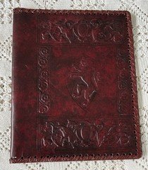 Vintage Italian Florentine Embossed Red Leather Journal/Book Cover Hand Stitched