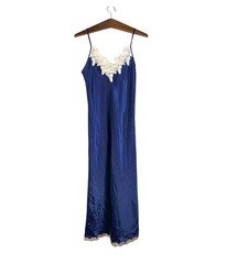Vintage Jaclyn Smith Studio Intimates Blue Satin Maxi Nightgown Size S Romantic
