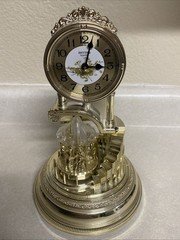 Vintage Japan Glass Dome Rhythm Quarts Anniversary Clock With Dancing Couples