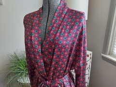 Vintage Kathryn Robe Medium Geometric Floral Belted Lounge Robe Retro 