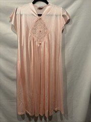 Vintage Kayser Pink Satin/Nylon & Lace Nightgown/Robe Flowers Small Petite