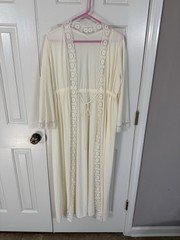Vintage Lace Cream Robe Duster L