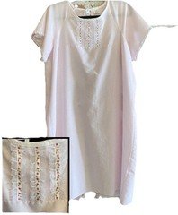 Vintage Lace Floral Pink Short Sleeve Hospital Gown One Size