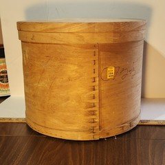 Vintage Large Natural Bent Wooden Pantry Box, Firkin, w/ Lid
