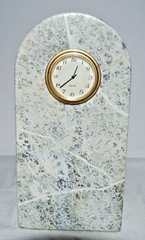 Vintage Leeman Green Marble Desk Clock Arched Mid Century Executive Office Decor