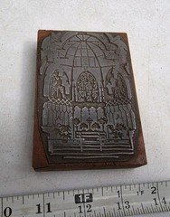 Vintage Letterpress Printing Block Church of Holy Trinity NYC Arch Stained Glass