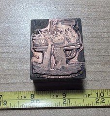 Vintage Letterpress Printing Block Fishing Fisherman Fish Catch 