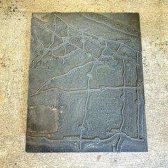 Vintage Letterpress Printing Block Map Unknown Area Possibly Ohio 5 3/4” X 4 1/2