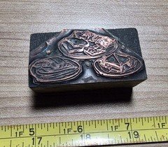 Vintage Letterpress Printing Block Plates of Food Sandwiches