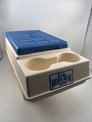 Vintage Little Kool Rest Igloo Cooler Car Console Drink Holder Blue White EUC