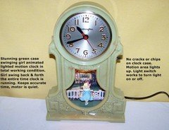VINTAGE MASTERCRAFTERS SESSIONS ANIMATED SWINGING GIRL LIGHTED MOTION CLOCK LAMP