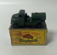 Vintage Matchbox Series 71 Army Water Truck Green In Original Box
