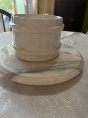 Vintage McCoy White Ceramic Barrel Style Planter