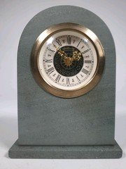 Vintage Mercedes West Germany Slate Mantel Clock - Hand Crafted Base - Ticking