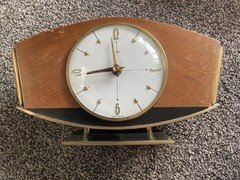 Vintage Metamec Mantel Clock Mid Century MCM Wood Brass Working Atomic Retro 60s