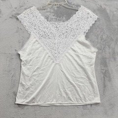 Vintage Metropolitan Top Womens M White Lace Trim Satin Nylon Camisole USA