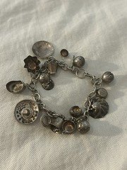 Vintage Mexican Sterling Silver Bracelet w. 15x Kitchen Motifs Charms