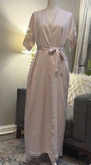 Vintage Miss Dior Pink Embroidered Lace Nightgown & Robe Set Size Small