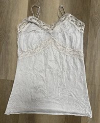 Vintage Miss Sixteen Women’s White Solid Lace Trim Cami Adjustable Straps Size M