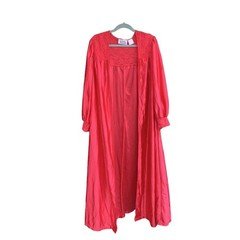 Vintage Neon Pink SATIN Long Robe Dressing Gown 1X Lingerie Kimono House Coat