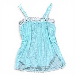 Vintage Nightie Undercover Wear Womens Cami Lace Nylon Teal Aqua USA Fairy S