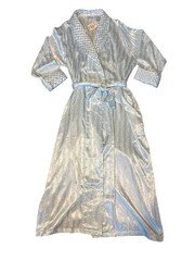Vintage NWT Adonna Long Satin Robe Icy Blue Sz Large