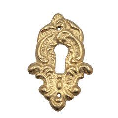 Vintage Ornate Solid Brass Skeleton Keyhole Escutcheon Salvage Hardware