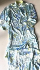 Vintage Oscar de la Renta Neiman Marcus Blue Satin Floral Robe Small