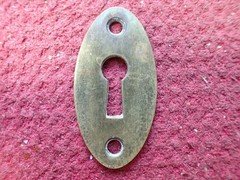 Vintage Oval Solid Brass Keyhole Escutcheon