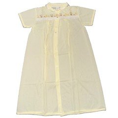 Vintage Philmaid Nightgown Housecoat Yellow Size Large Embroidered Lace Cottage