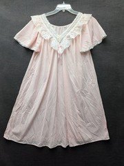Vintage Pink Nightgown Nylon Granny Core Cottage Whimsical Romantic Baby Doll