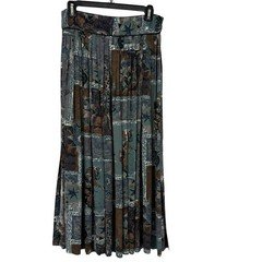 Vintage Platinum Dorothy Schoelen Maxi Skirt Sz 6 Art Safari Elephant Giraffe