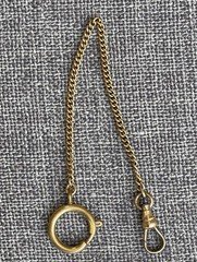 Vintage Pocket Watch Chain w/ Dog Clip & Round Clasp Tone 6.5”