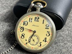 Vintage Pocket Watch Molnija Ship Mechanical Soviet USSR