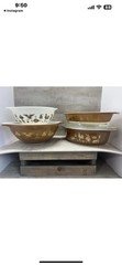 Vintage Pyrex Early American Lot: 444 & 443 Cinderella, 045, 1.5 Qt Split Dish
