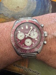 VINTAGE RED CROTON 1878 SWISS CHRONOGRAPH REVERSE PANDA - 973001 - VALJOUX 7736