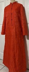 Vintage Saks Fifth Avenue M Hong Kong Quilted Lined Dressing Gown Robe Coral 