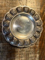 Vintage Sanborns Mexico Sterling 5 with  Aztec Rose Pattern tray 4 3/8" diameter
