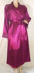 Vintage Satin Wine Pocketed Belt Wrap Lingerie Dressing Gown PeignoRobe Sz 22/24