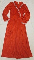 Vintage Sears Red Nylon Robe Wrap Around Tie Front Size 7 PS   Small