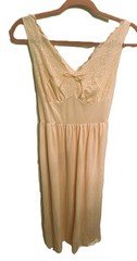 Vintage Sears Roebuck Charmode Nylon Nightgown PEACH Lace Detail Size 32