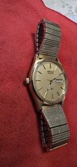 Vintage Seiko 5H23-8020 Men's Day Date Quartz Watch Gold Tone UNTESTEd Needs Bat