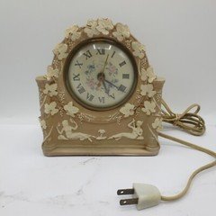 Vintage Sessions Mantle Clock Ceramic Floral Goddess Cream Working