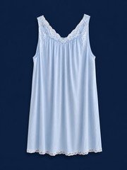 Vintage SHADOWLINE Nightgown Lingerie Sleeveless Light Blue Embroidered Size 2X