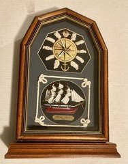 Vintage Ship Nautical Clock Display Wood Cabinet Key Holder New Movement