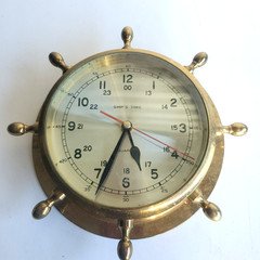 Vintage Ship's Time Solid Brass Wheel Nautical Marine Quartz Wall Clock Working
